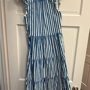 J. Crew Blue and White Striped Maxi Dress